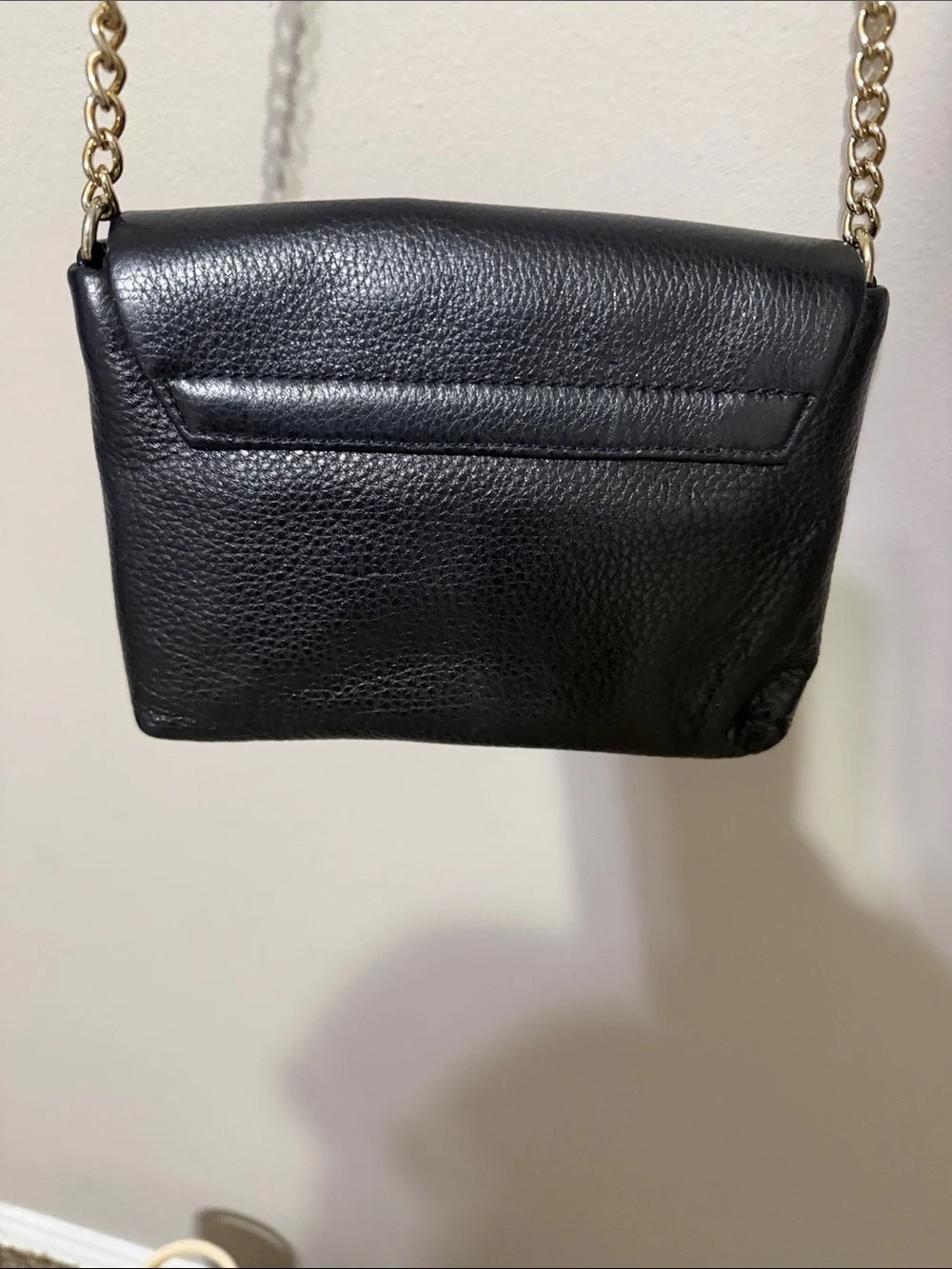 Kate Spade Black Leather Crossbody with Gold Chain and Turn-Lock